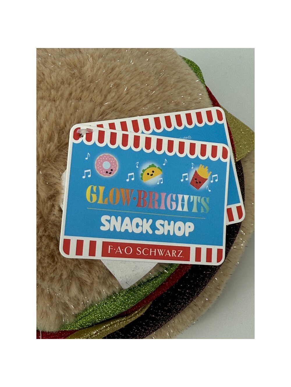 FAO Schwarz Glow Brights Plush LED With Sound Burger Stuffed Food Toy Brown - Picture 5 of 6